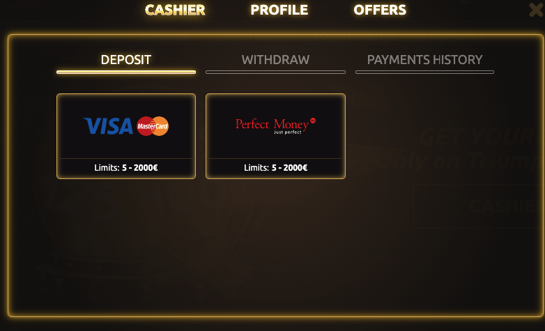 triumph casino payments