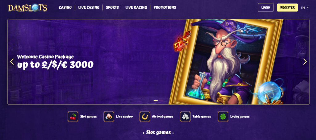 Damslots Casino Homepage